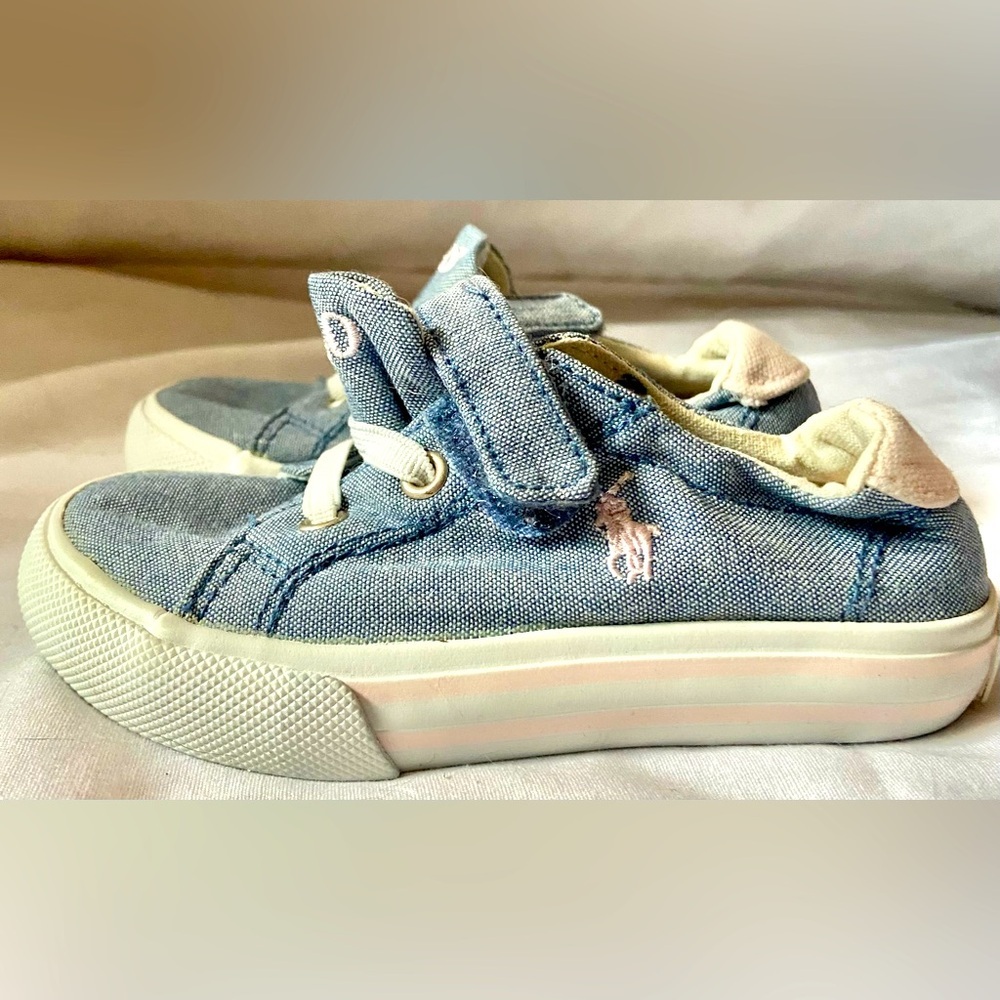 Unisex Toddler Polo Ralph Lauren Sneakers Size 6 - Denim W/pink Pony